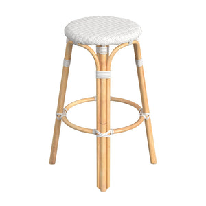 Butler Specialty Tobias 30" Glossy White Round Rattan Bar Stool 9370304