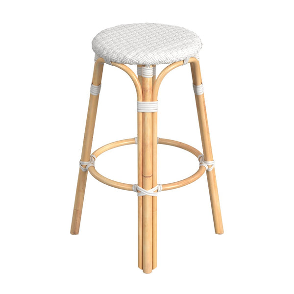 Butler Specialty Tobias 30" Glossy White Round Rattan Bar Stool 9370304