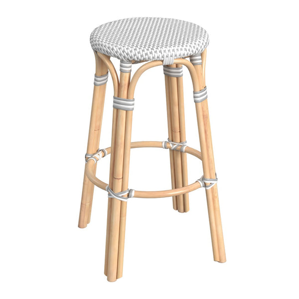 Butler Specialty Tobias 30" White & Gray Round Rattan Bar Stool 9370329