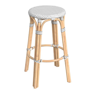 Butler Specialty Tobias 30" White & Gray Round Rattan Bar Stool 9370329