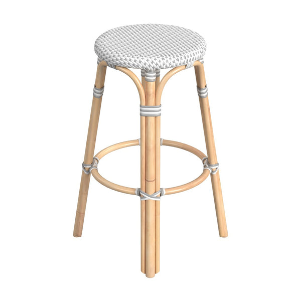 Butler Specialty Tobias 30" White & Gray Round Rattan Bar Stool 9370329
