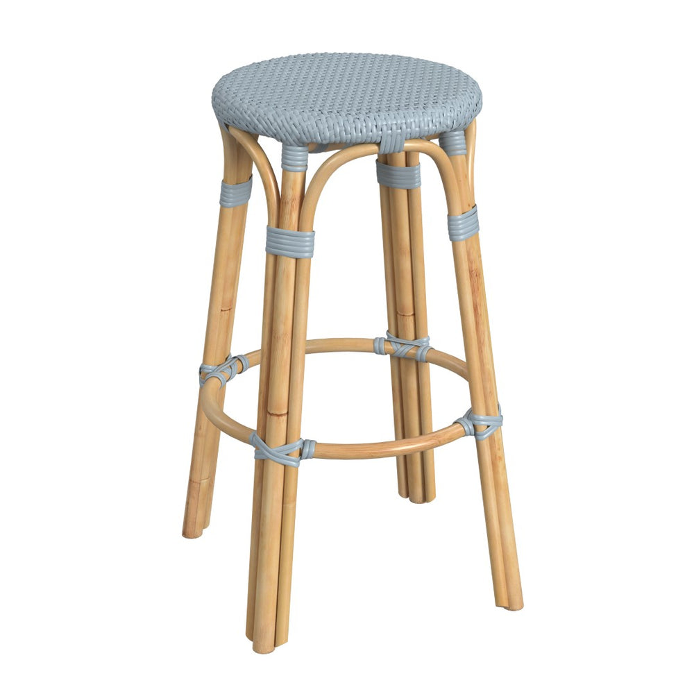 Butler Specialty Tobias 30" Twilight Blue Round Rattan Bar Stool 9370341