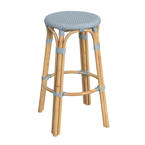Butler Specialty Tobias 30" Twilight Blue Round Rattan Bar Stool 9370341
