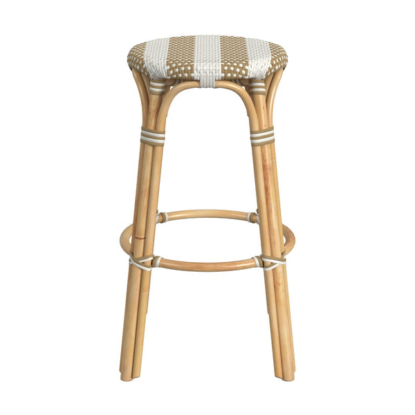 Butler Specialty Tobias 30" Beige Striped Round Rattan Bar Stool 9370984