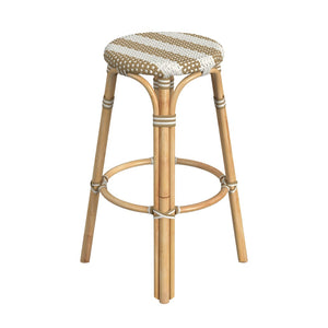 Butler Specialty Tobias 30" Beige Striped Round Rattan Bar Stool 9370984