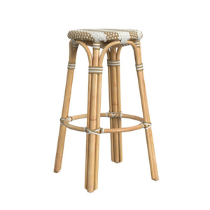 Butler Specialty Tobias 30" Beige Striped Round Rattan Bar Stool 9370984