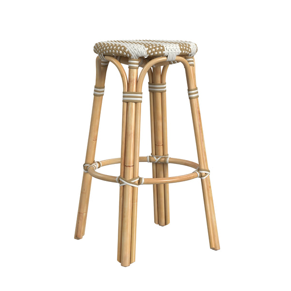 Butler Specialty Tobias 30" Beige Striped Round Rattan Bar Stool 9370984