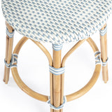 Butler Specialty Tobias 24" Twilight Blue & White Rattan Round Counter Stool 9371194