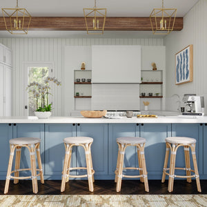 Butler Specialty Tobias 24" Gray & White Rattan Round Counter Stool 9371266