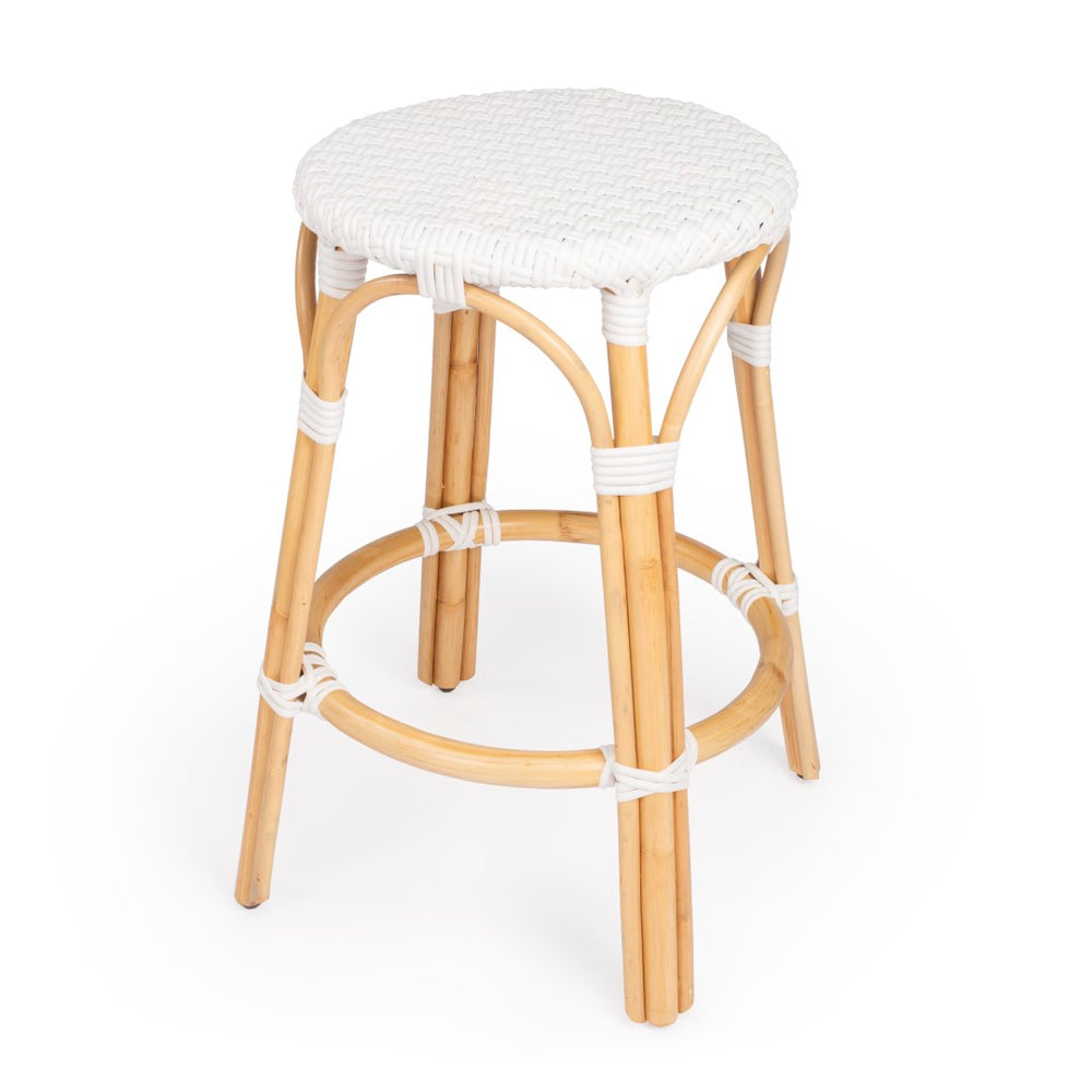 Butler Specialty Tobias 24" White Rattan Round Counter Stool 9371304
