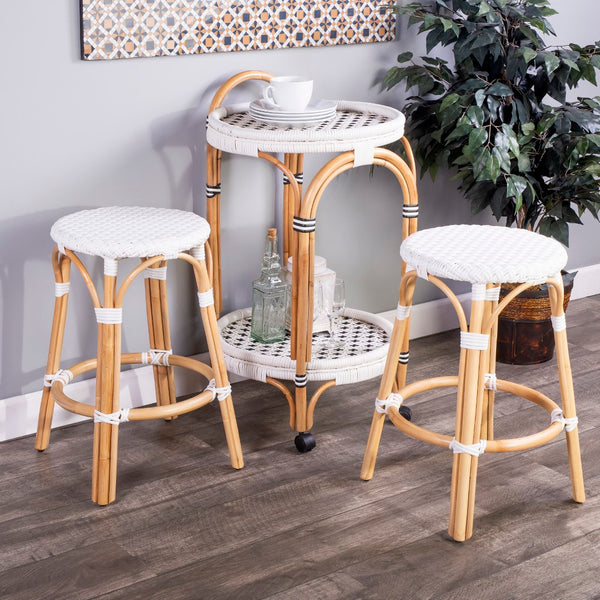 Butler Specialty Tobias 24" White Rattan Round Counter Stool 9371304