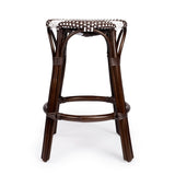 Butler Specialty Tobias 24" Dark Brown & White Rattan Round Counter Stool 9371403