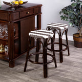 Butler Specialty Tobias 24" Dark Brown & White Rattan Round Counter Stool 9371403