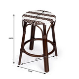 Butler Specialty Tobias 24" Dark Brown & White Rattan Round Counter Stool 9371403