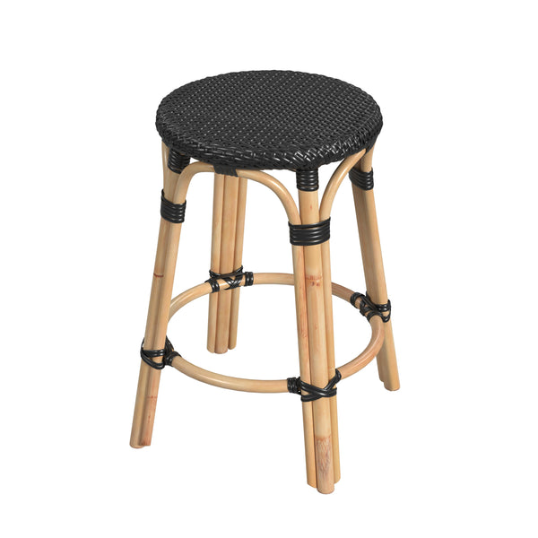Butler Specialty Tobias 24"  Black Rattan Round Counter Stool 9371425
