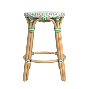 Butler Specialty Tobias 24" White and Green Rattan Round Counter Stool 9371426