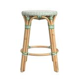 Butler Specialty Tobias 24" White and Green Rattan Round Counter Stool 9371426