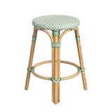 Butler Specialty Tobias 24" White and Green Rattan Round Counter Stool 9371426