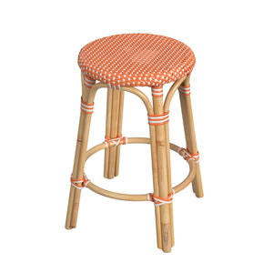 Butler Specialty Tobias 24" Orange and White Rattan Round Counter Stool 9371427