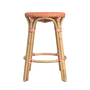 Butler Specialty Tobias 24" Orange and White Rattan Round Counter Stool 9371427