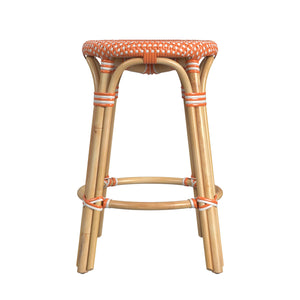 Butler Specialty Tobias 24" Orange and White Rattan Round Counter Stool 9371427