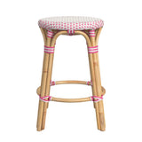 Butler Specialty Tobias 24" White and Pink Rattan Round Counter Stool 9371428