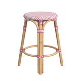 Butler Specialty Tobias 24" White and Pink Rattan Round Counter Stool 9371428