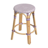 Butler Specialty Tobias 24" White and Purple Rattan Round Counter Stool 9371429