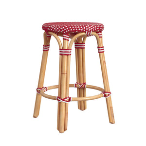 Butler Specialty Tobias 24" Red and White Rattan Round Counter Stool 9371430