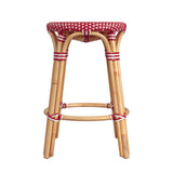 Butler Specialty Tobias 24" Red and White Rattan Round Counter Stool 9371430