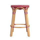 Butler Specialty Tobias 24" Red and White Rattan Round Counter Stool 9371430