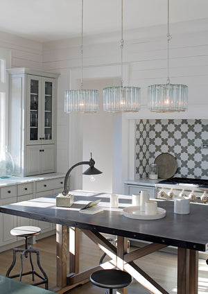 Bevilacqua Pendant Light - Elegant Silver Leaf Wrought Iron & Recycled Glass - Adjustable Height Design