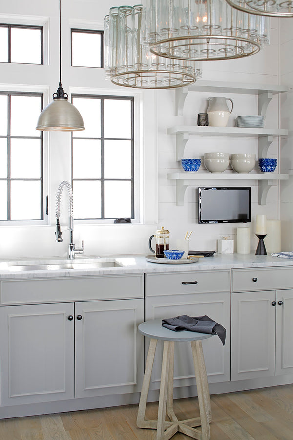 Bevilacqua Pendant Light - Elegant Silver Leaf Wrought Iron & Recycled Glass - Adjustable Height Design