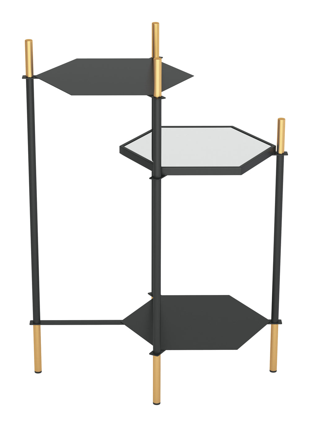 Zuo Modern William Steel, Glass Modern Commercial Grade Side Table Black, Gold Steel, Glass