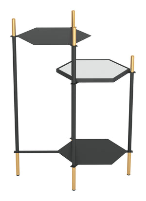 Zuo Modern William Steel, Glass Modern Commercial Grade Side Table Black, Gold Steel, Glass