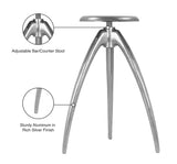 Clara Aluminum Contemporary Silver Aluminum Counter/Bar Stool - 20" W x 20" D x 28" H