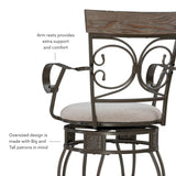Beeson Big And Tall Barstool Arm Pewter