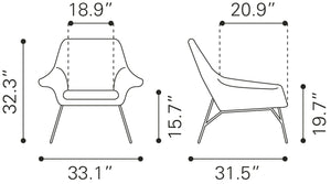 Zuo Modern Javier 100% Polyurethane, Plywood, Steel Modern Commercial Grade Accent Chair White, Black 100% Polyurethane, Plywood, Steel