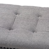 Baxton Studio Perret Modern and Contemporary Gray Linen Fabric Upholstered Oak Brown Finished Wood Bench