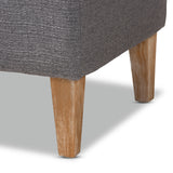 Baxton Studio Perret Modern and Contemporary Gray Linen Fabric Upholstered Oak Brown Finished Wood Bench