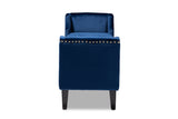 Baxton Studio Perret Modern and Contemporary Royal Blue Velvet Fabric Upholstered Espresso Finished Wood Bench