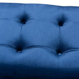 Baxton Studio Perret Modern and Contemporary Royal Blue Velvet Fabric Upholstered Espresso Finished Wood Bench