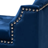 Baxton Studio Perret Modern and Contemporary Royal Blue Velvet Fabric Upholstered Espresso Finished Wood Bench