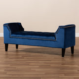 Baxton Studio Perret Modern and Contemporary Royal Blue Velvet Fabric Upholstered Espresso Finished Wood Bench