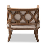 Baxton Studio Esme French Provincial Beige Linen Fabric Upholstered and White-Washed Oak Wood Accent Barrel Chair