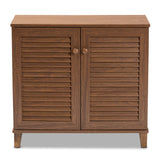 Baxton Studio Coolidge Modern and Contemporary Walnut Finished 4-Shelf Wood Shoe Storage Cabinet