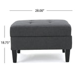 Zahra Contemporary Tufted Fabric Storage Ottoman, Dark Gray and Dark Brown Noble House