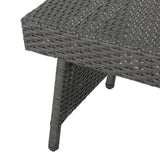 Noble House Salem Outdoor Grey Wicker Arm Chaise Lounges (Set of 2) with Grey Wicker Side Table