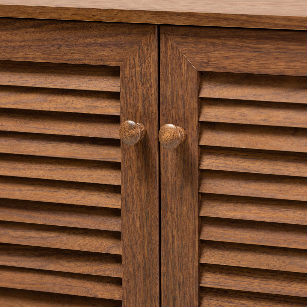 Baxton Studio Coolidge Modern and Contemporary Walnut Finished 8-Shelf Wood Shoe Storage Cabinet