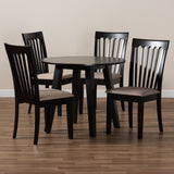 Baxton Studio Maisie Modern and Contemporary Sand Fabric Upholstered and Dark Brown Finished Wood 5-Piece Dining Set